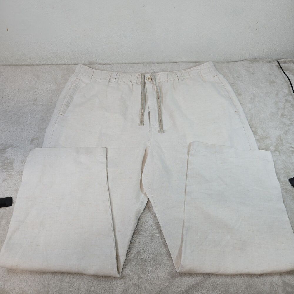 Tommy Bahama Pants Mens XL White Linen On The Beach Relax Drawstring Resort